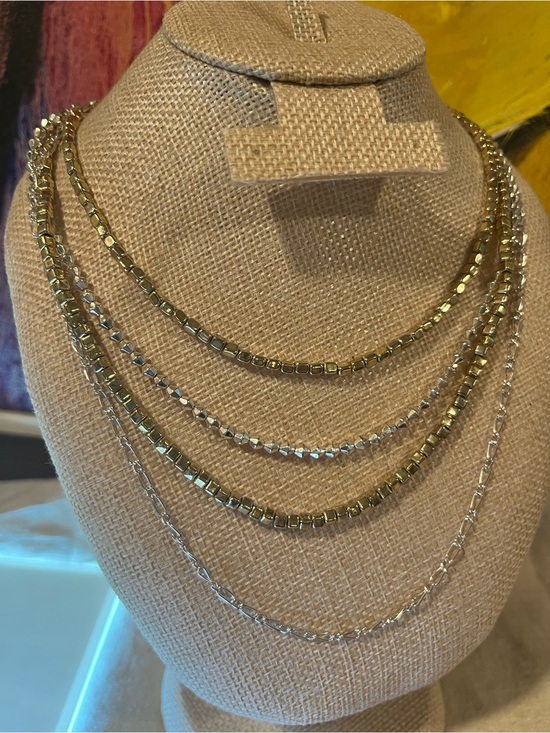 Estate Jewelry - Estate Gold and Silver Layered Multi-Strand Necklace